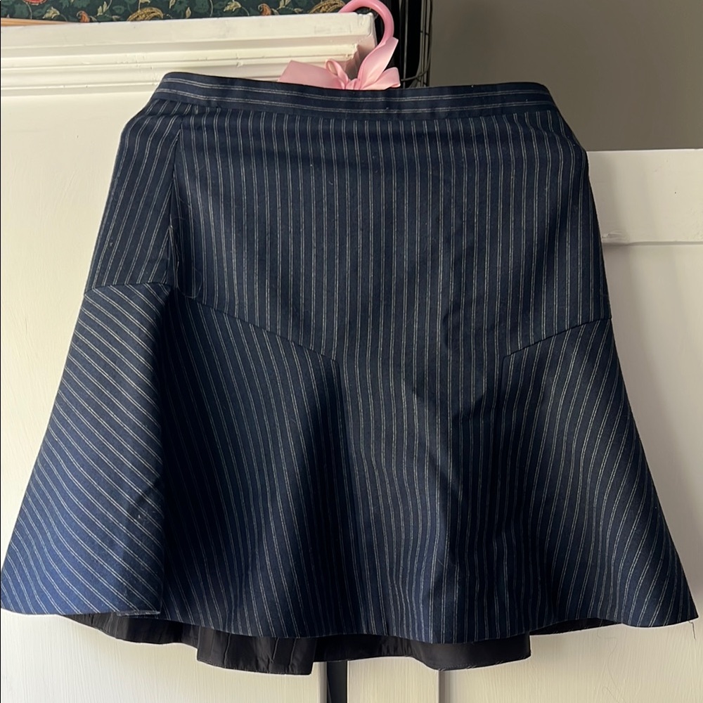Chic Navy, pin stripe vertical A-Line Mini Skirt for Work